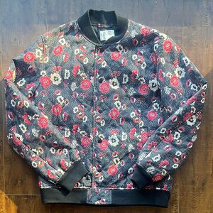 Club Monaco Men’s Bomber Jacket Size M Floral Print Multi-Color Casual